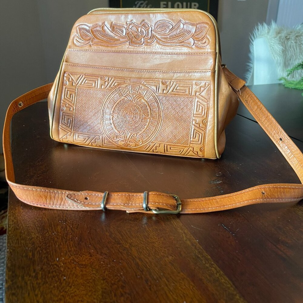 Vintage Mexican Leather Hand Crafted Bag